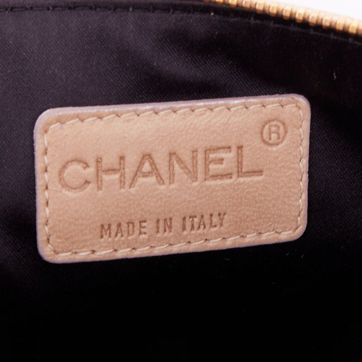 CHANEL 2002 tiered ruffle beige lambskin leather gold crossbody zip evening bag