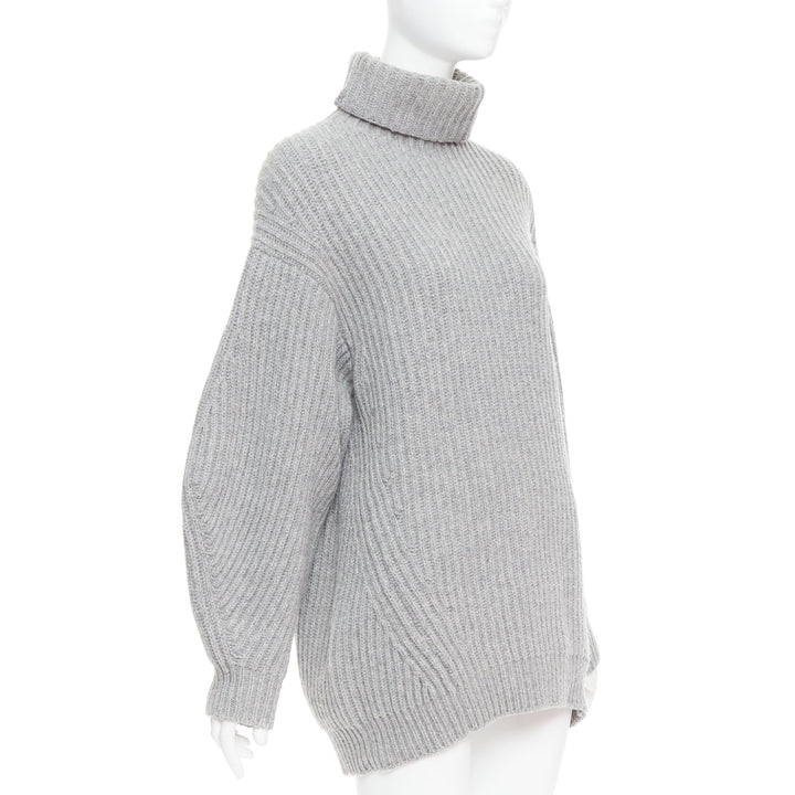 ACNE STUDIOS 2016 Isa grey wool chunky turtleneck ribbed sweater XS