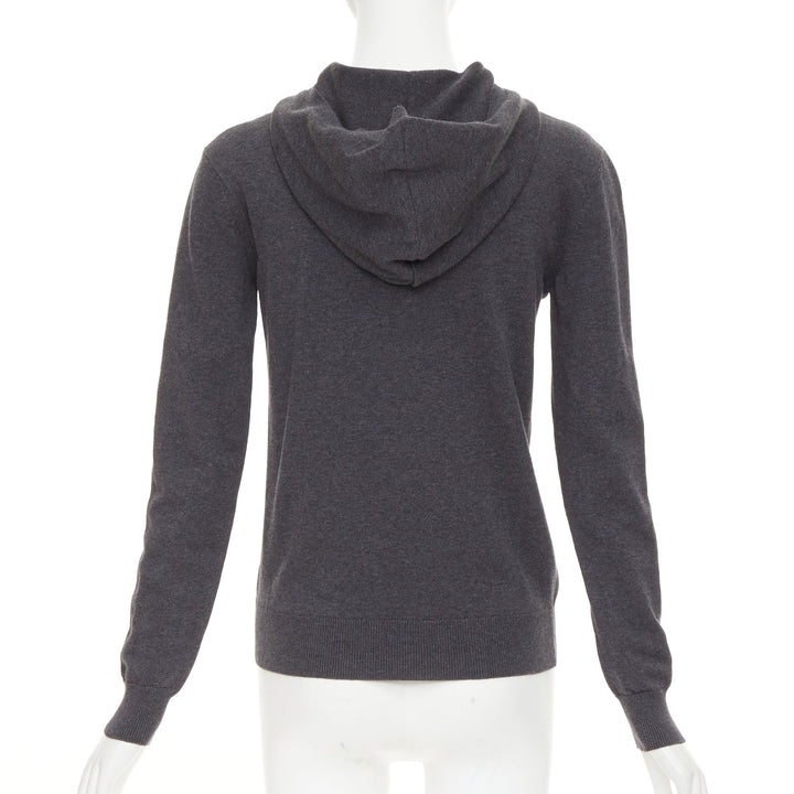 SAINT LAURENT 2017 Eclair Lightning Bolt grey black logo stud hooded sweater XS