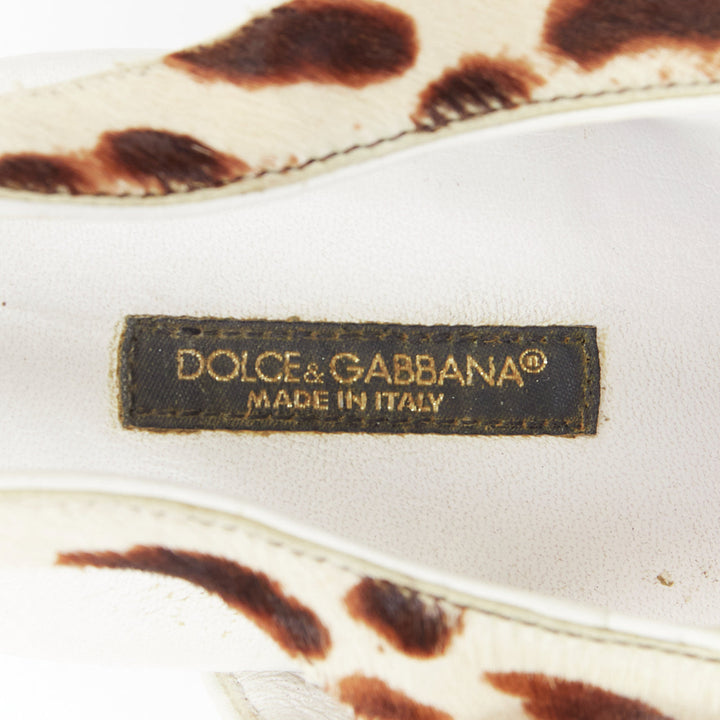 DOLCE GABBANA Vintage leopard calf hair wood chunky platform sandals EU39