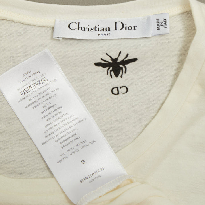 DIOR 2017 Runway We Should All Be Feminists ecru cotton linen t-shirt S