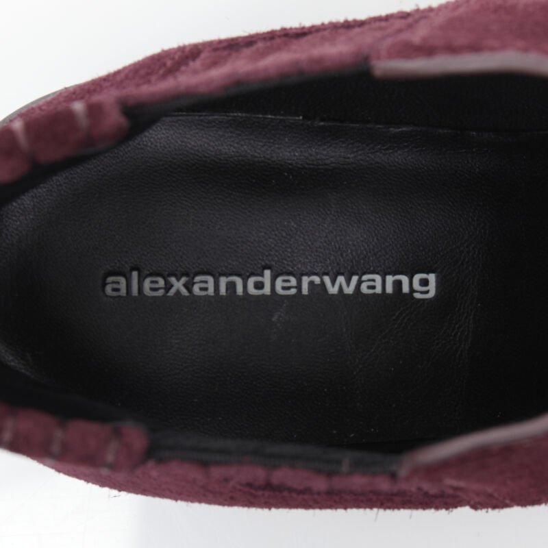 ALEXANDER WANG Kori burgundy red suede cut out heel chelsea boot EU40