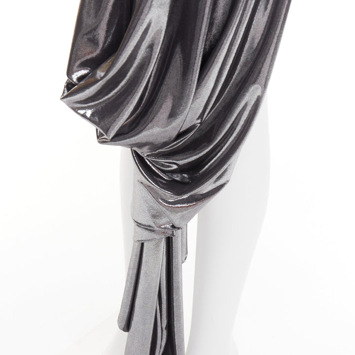 ALEXANDRE VAUTHIER SS2024 Runway metallic silver liquid metal drape dress