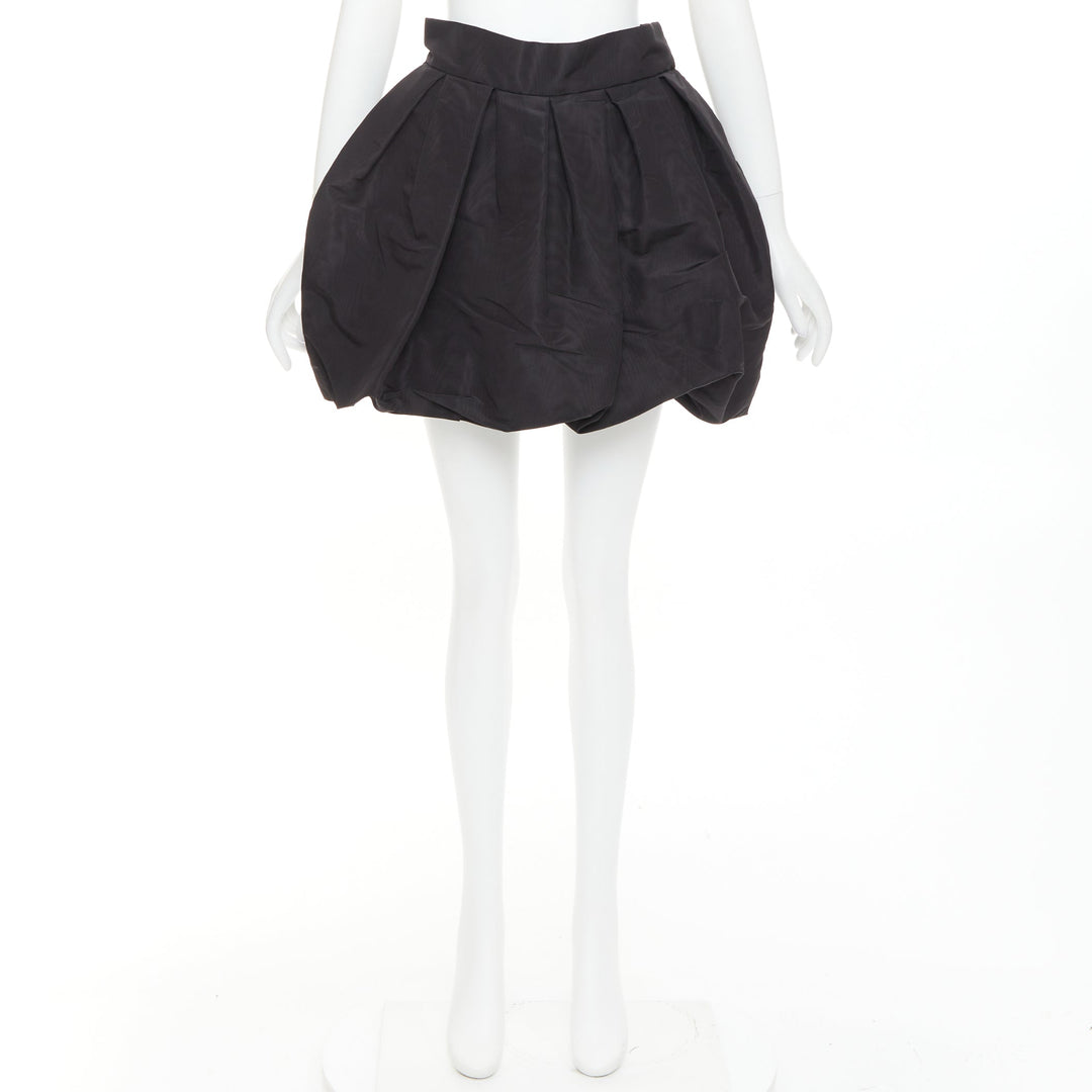 ALEXANDRE VAUTHIER black taffeta silk pleated high waist short bubble skirt