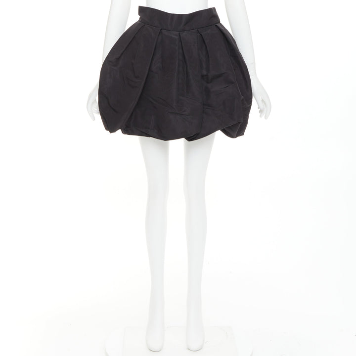 ALEXANDRE VAUTHIER black taffeta silk pleated high waist short bubble skirt