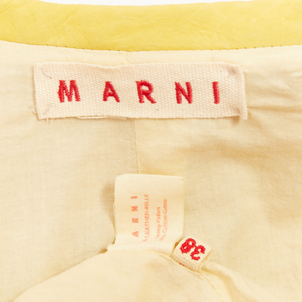 MARNI mustard yellow piped leather empire waist jacket IT38 XS