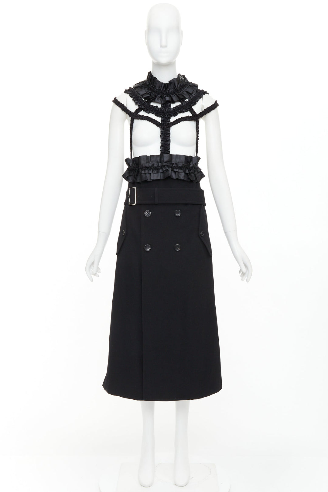 rare COMME DES GARCONS 2008 Runway Bad Taste caged deconstructed trench dress M
