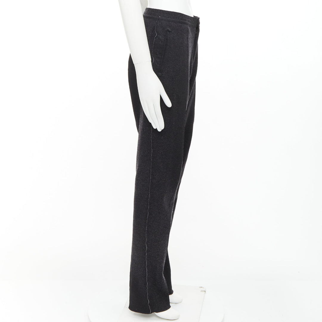 LANVIN grey wool blend raw edge elastic waistband jogger pants FR46 S