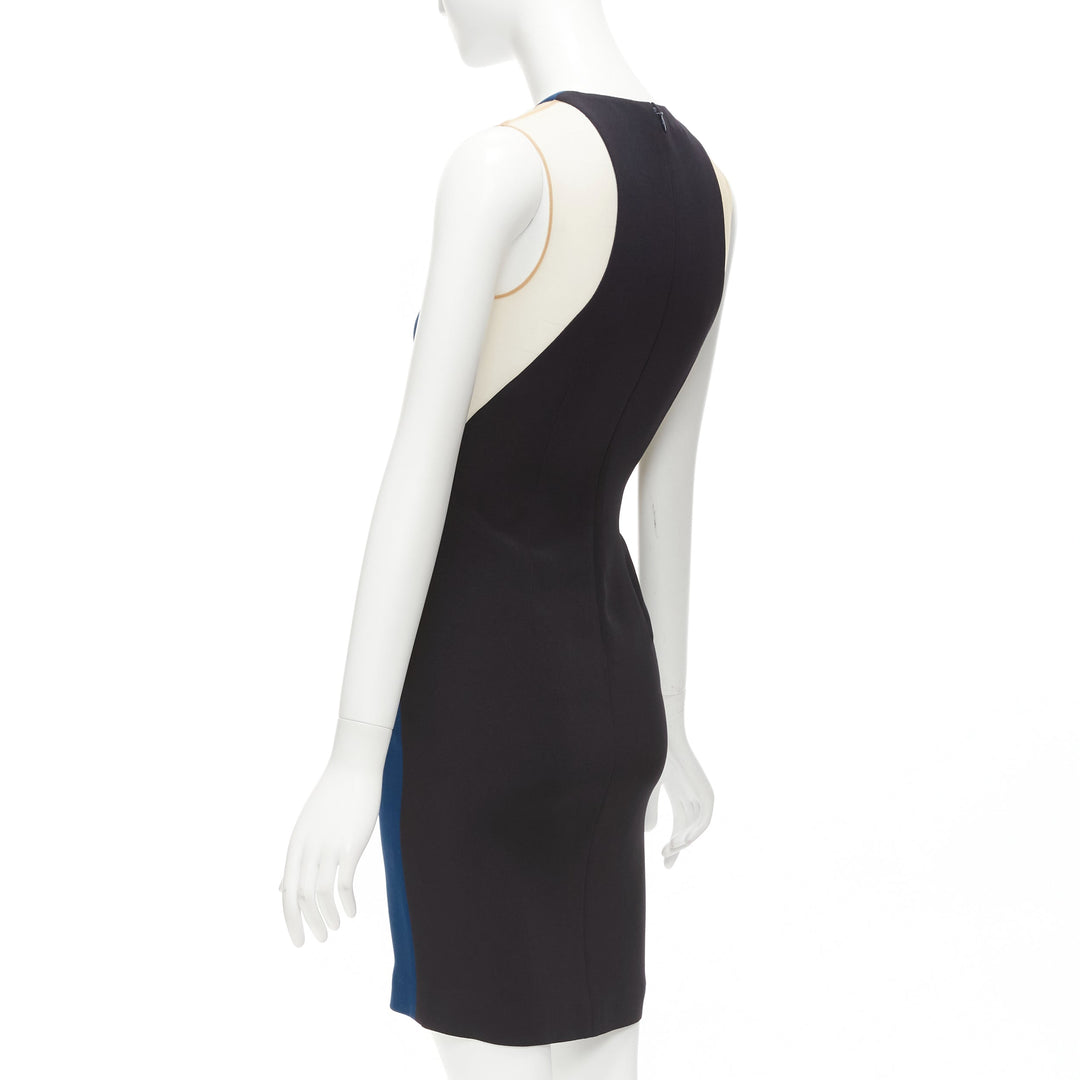 STELLA MCCARTNEY 2016 blue sheer panel waist illusion mini dress IT36 XXS