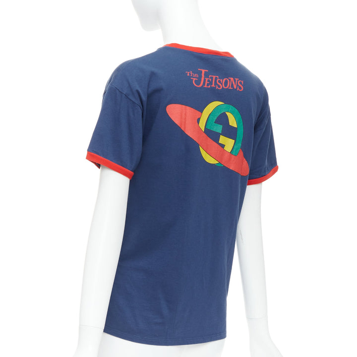 GUCCI KIDS The Jetsons navy logo print dog red ringer tshirt 12Yr