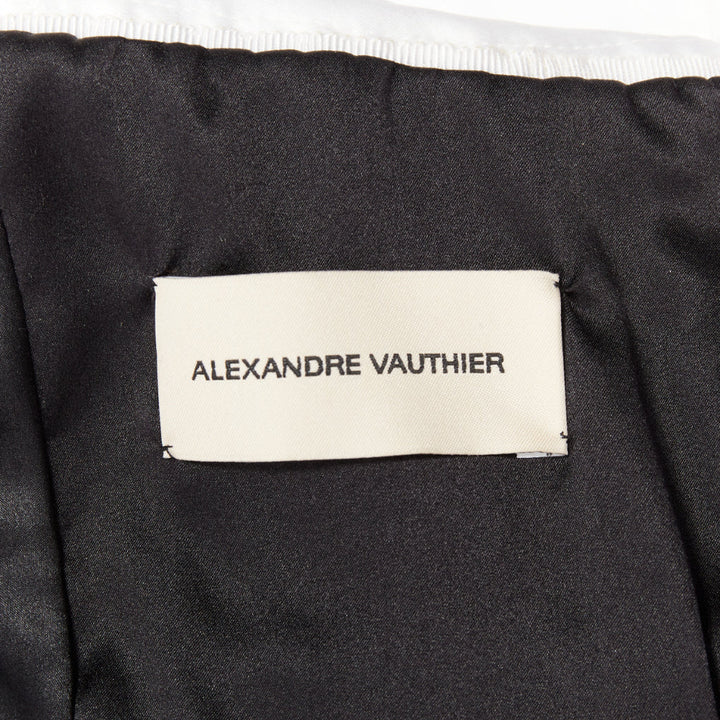 ALEXANDRE VAUTHIER SS2019 Runway white satin bow black sequin pouf mini dress