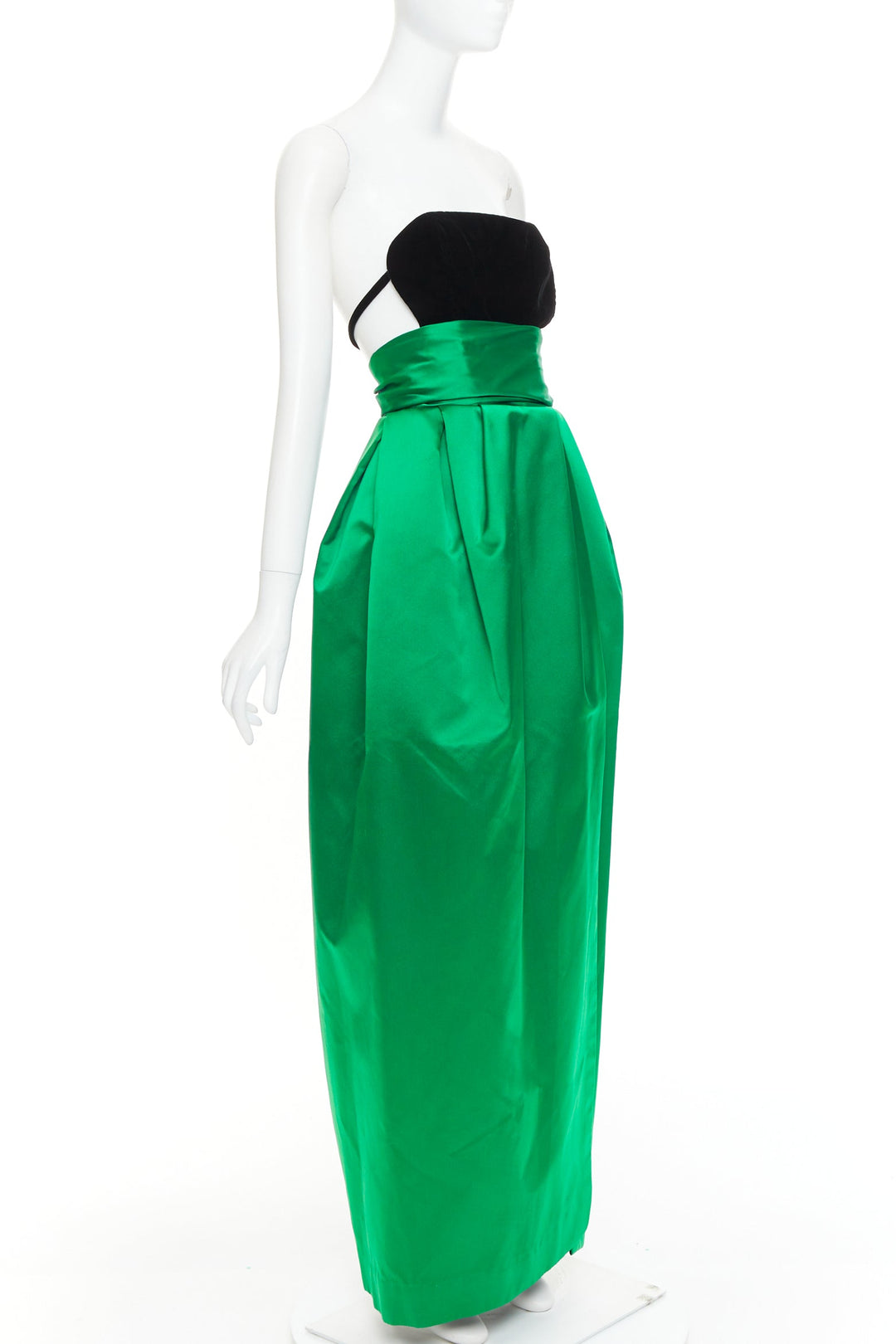 rare ALEXANDRE VAUTHIER COUTURE AW2020 Runway black velvet green gown Beyonce