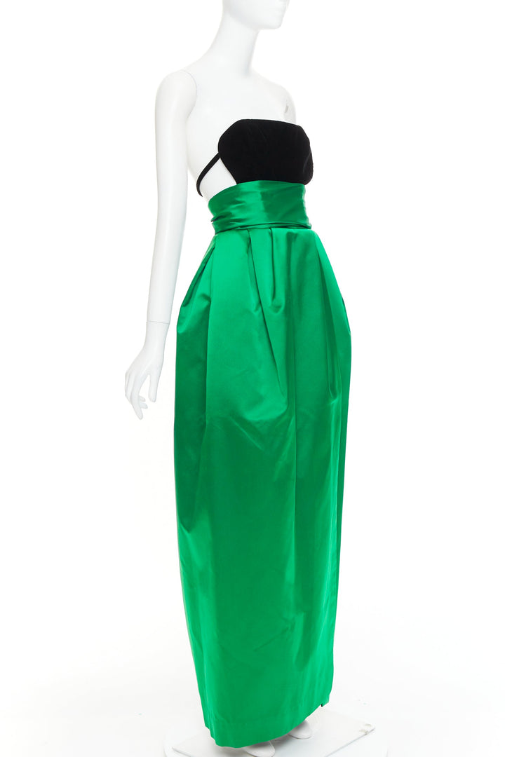 rare ALEXANDRE VAUTHIER COUTURE AW2020 Runway black velvet green gown Beyonce