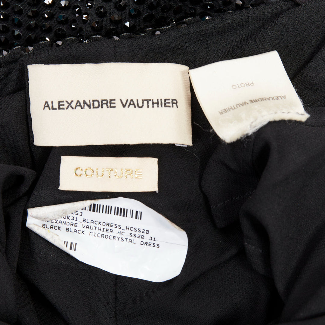 rare ALEXANDRE VAUTHIER COUTURE SS2020 Runway black strass crystal drape gown