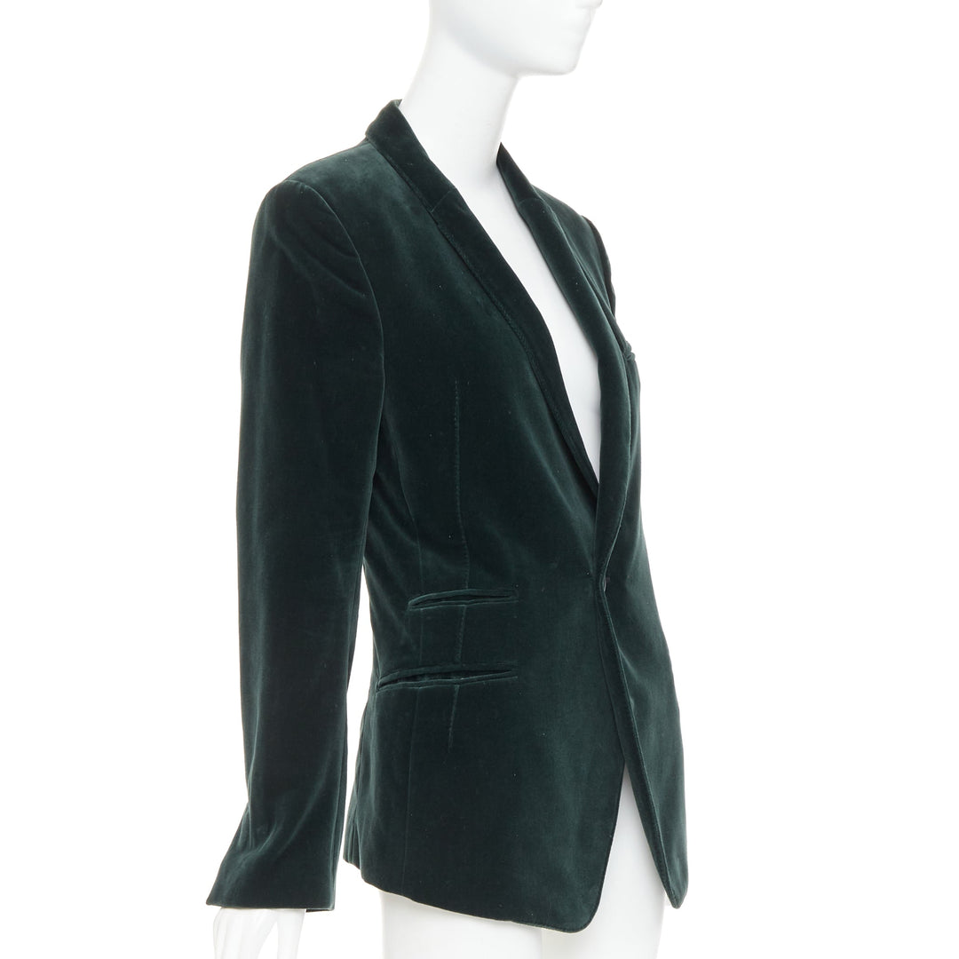 HAIDER ACKERMANN dark green velvet shawl lapel single button blazer FR44 XS