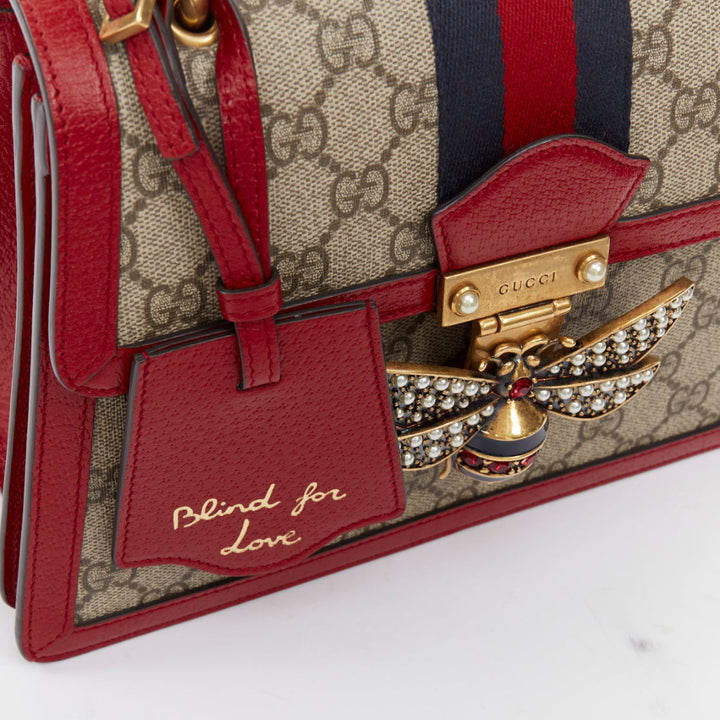 GUCCI 2017 Queen Margaret small GG supreme canvas leather top handle bag