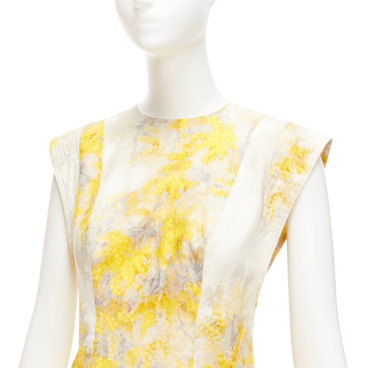 ZIMMERMANN Wild Botanica yellow cream linen floral drop waist dress Sz.1 S