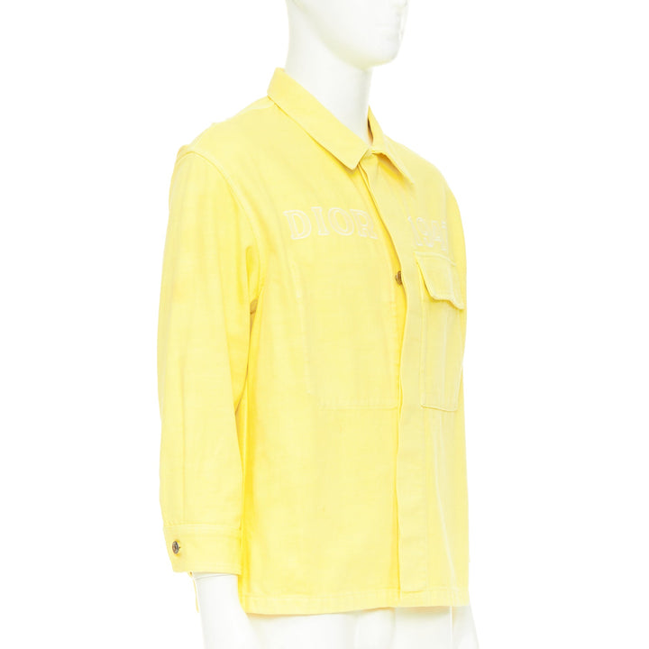 DIOR HOMME 2020 yellow 1947 logo embroidered cotton denim shirt jacket EU46 S