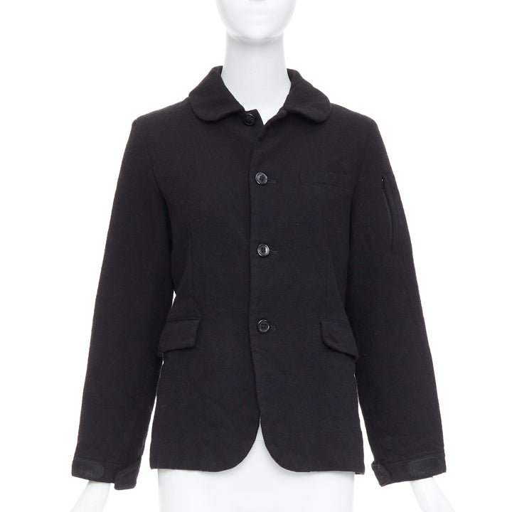 COMME DES GARCONS CDG black boiled wool button down blazer coat S