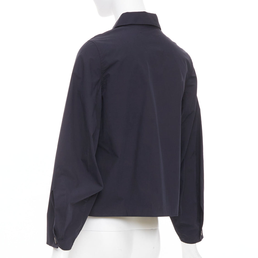 STUDIO NICHOLSON 2022 Mulder navy powder cotton volume sleeve blouse US 00 XXS