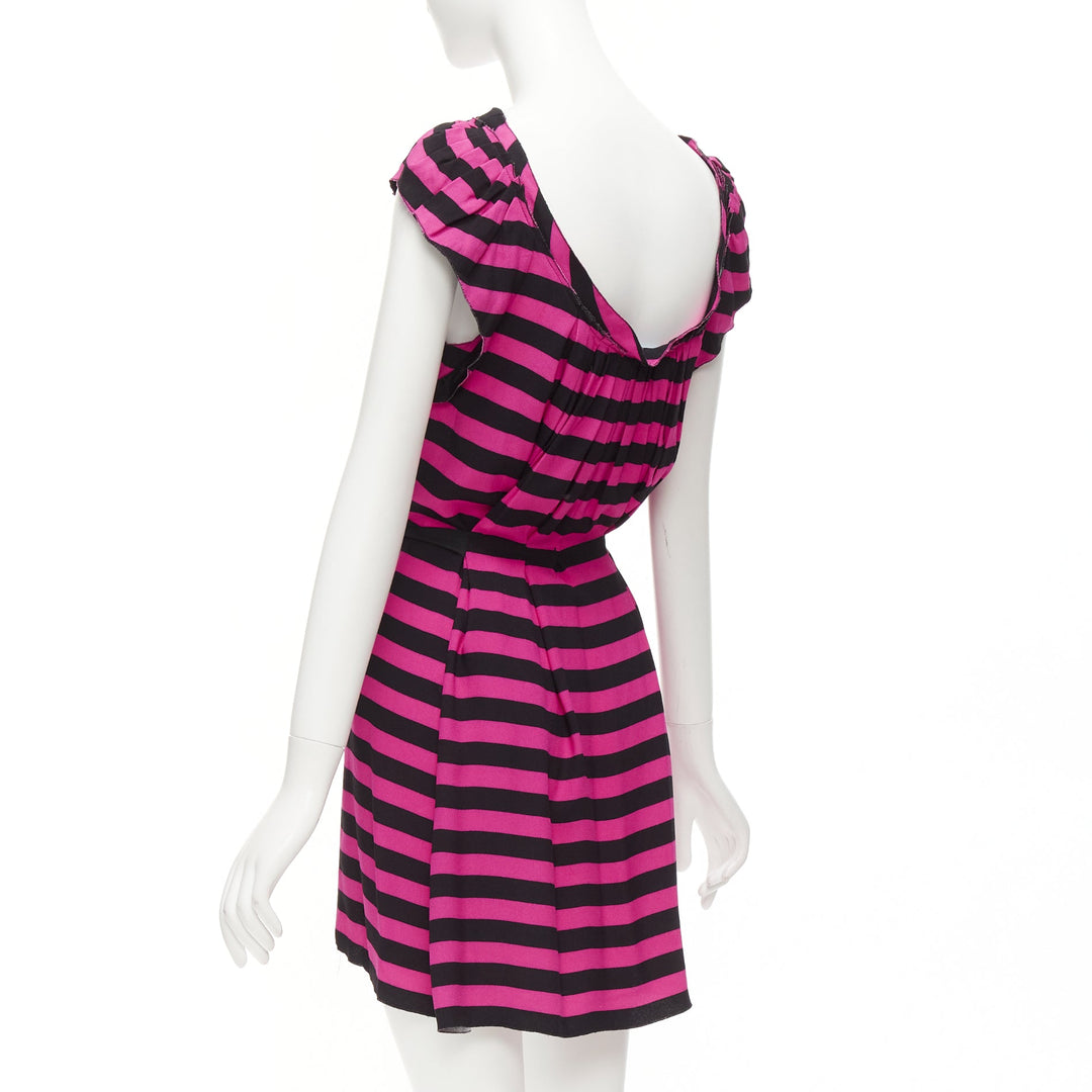 black dress with hot pink belt Kate Spade Hot Pink Midi Dress with Black Crystal