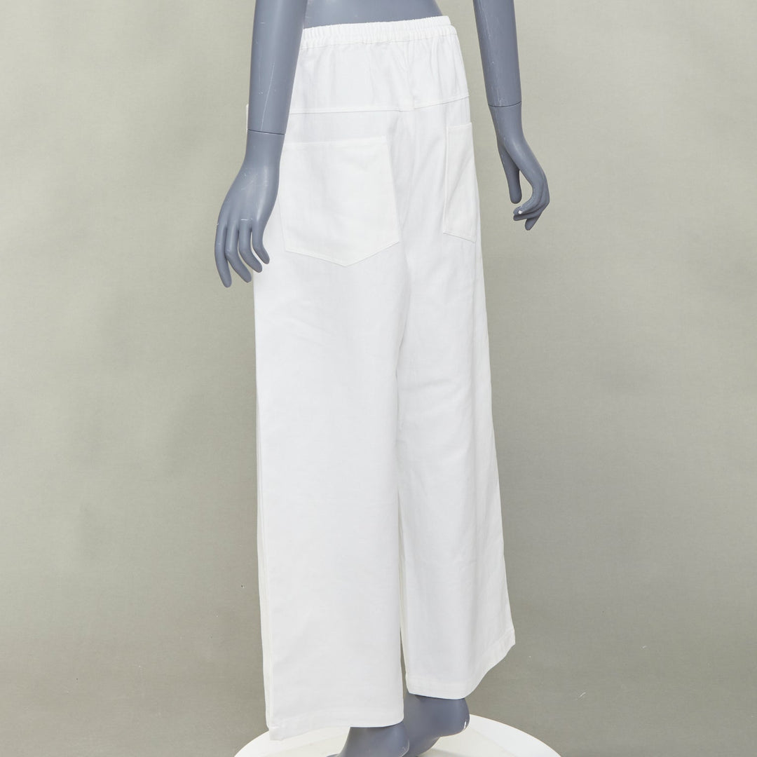 DEIJI STUDIOS white organic cotton angular pockets mid waist wide crop pants M