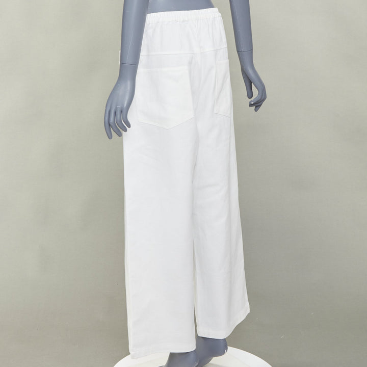 DEIJI STUDIOS white organic cotton angular pockets mid waist wide crop pants M