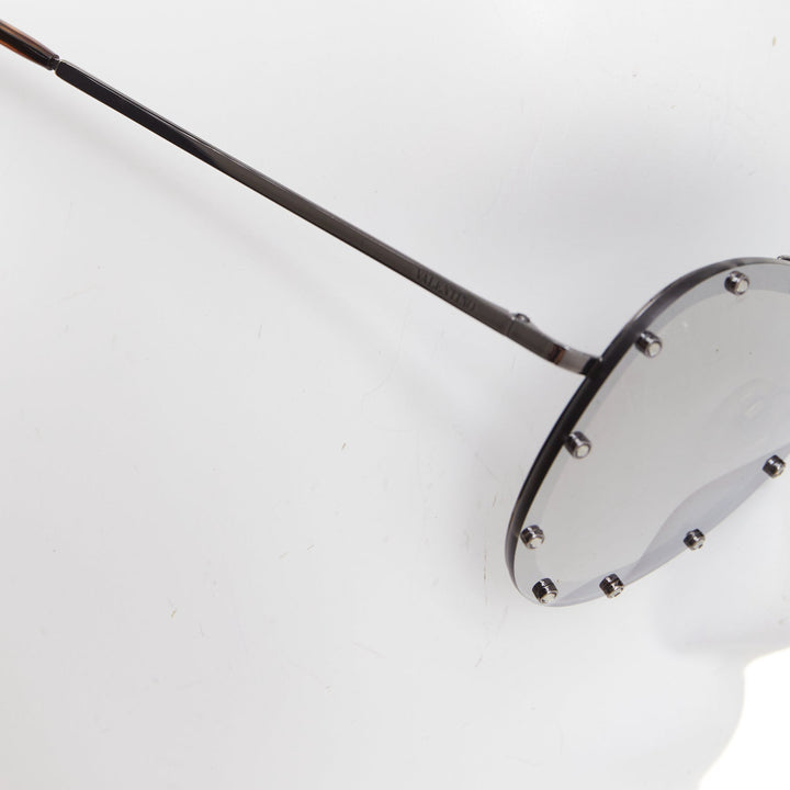 VALENTINO VA2013 58cm crystal stud mirror silver pilot aviator sunglasses