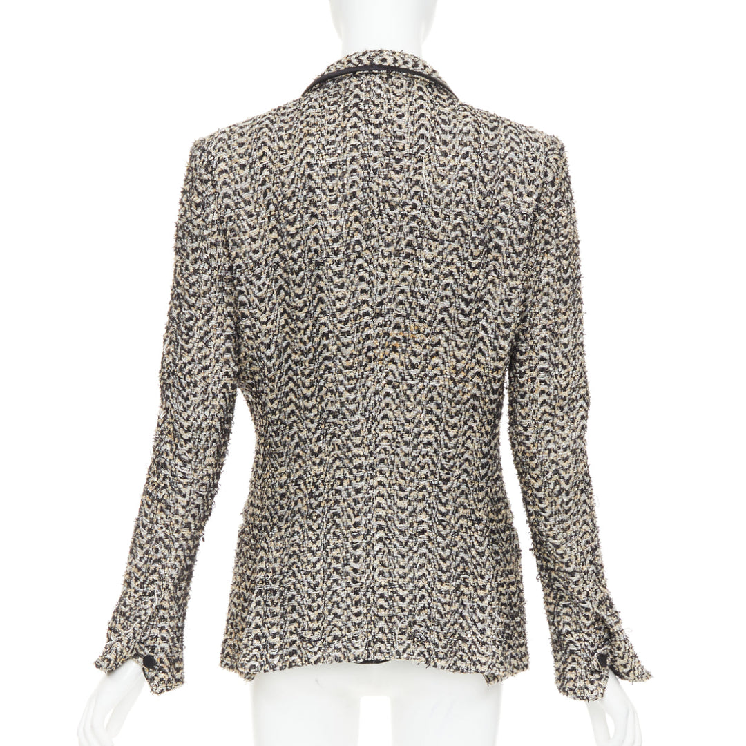 HAIDER ACKERMANN metallic gold chevron tweed shawl collar blazer jacket FR48 M