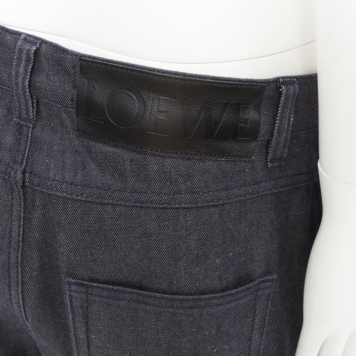 LOEWE 2018 Runway blue denim contrast white cuff turn up fisherman jeans IT50 L