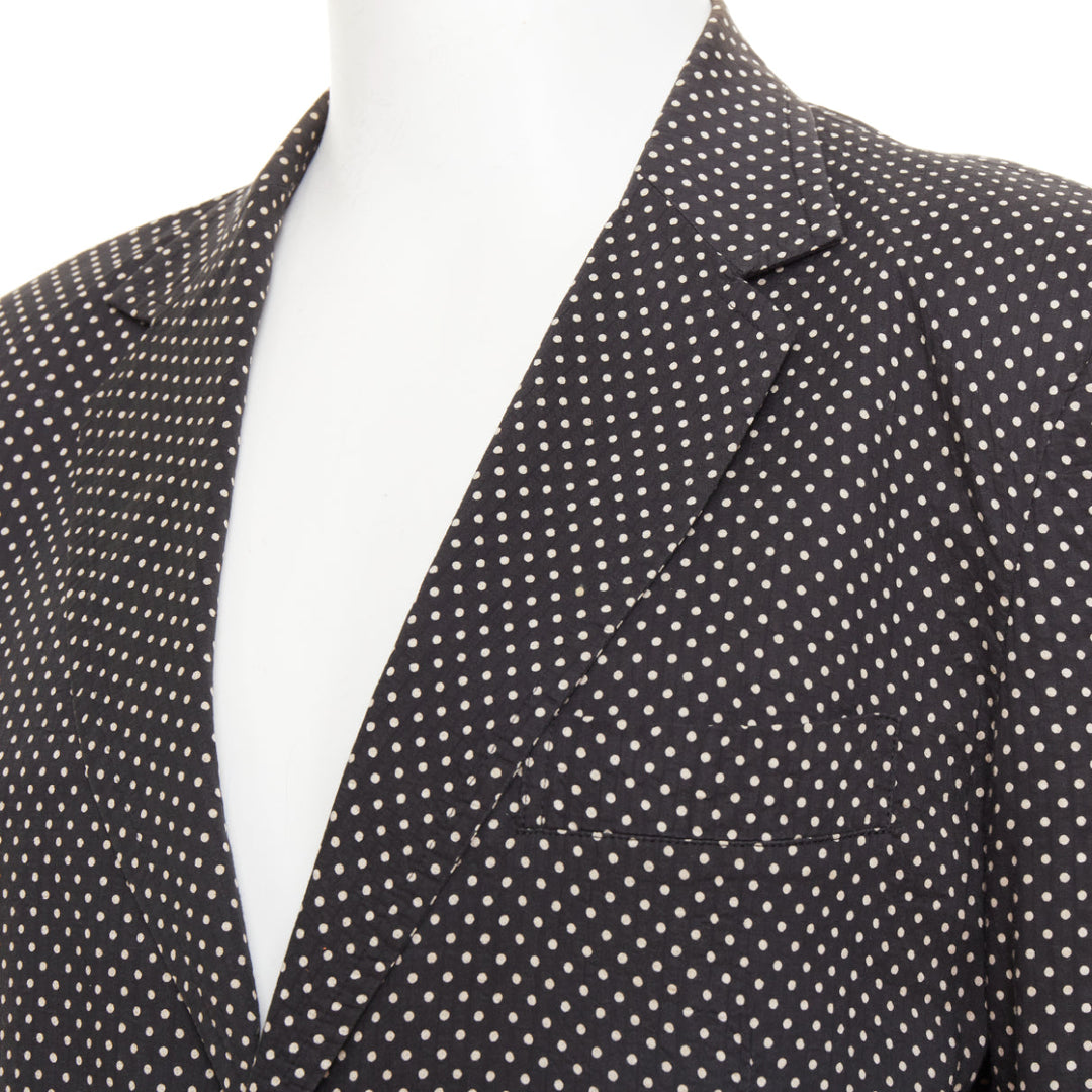 YOHJI YAMAMOTO Pour Homme black white polka dot unstructured blazer JP3 L