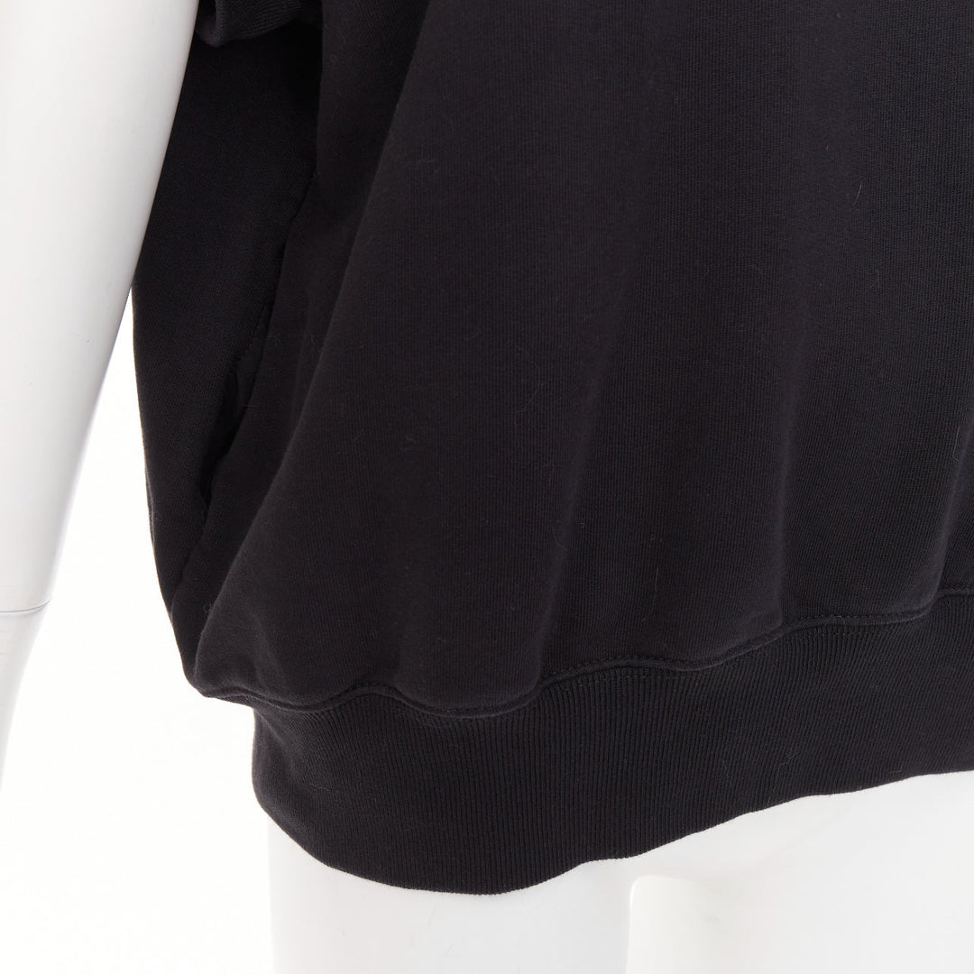 DRIES VAN NOTEN black cotton mock neck dolman short sleeves boxy sweatshirt XS