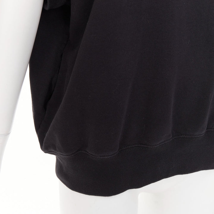 DRIES VAN NOTEN black cotton mock neck dolman short sleeves boxy sweatshirt XS