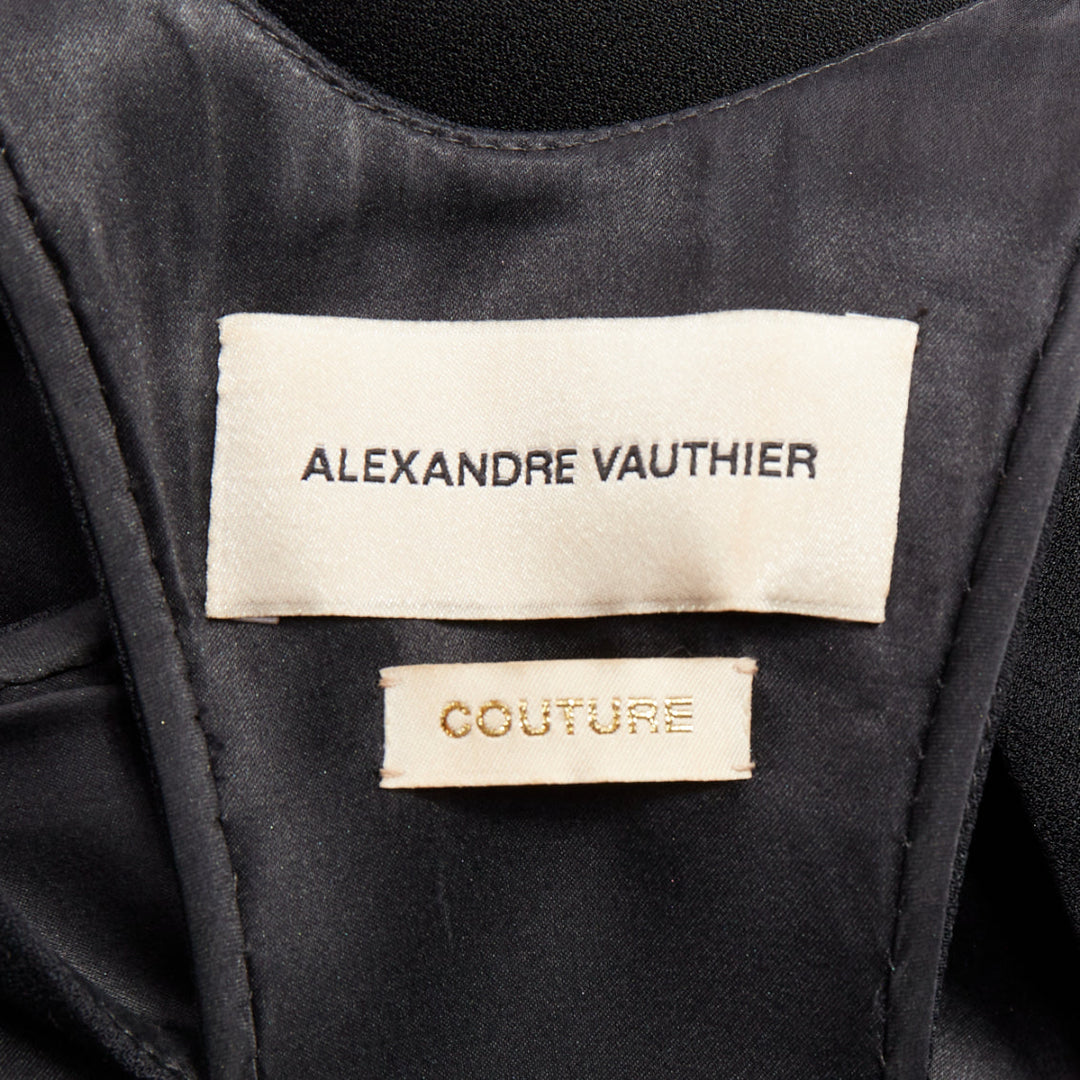 rare ALEXANDRE VAUTHIER COUTURE black scoop ruffle peplum evening gown dress