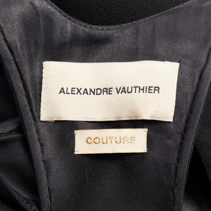 rare ALEXANDRE VAUTHIER COUTURE black scoop ruffle peplum evening gown dress