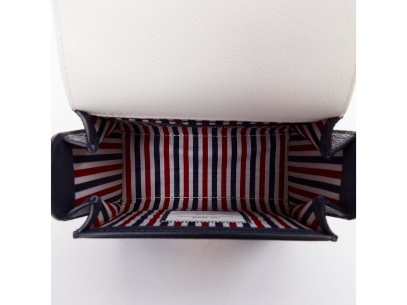 THOM BROWNE Mini Mrs Thom red white navy calfskin stripe detail top handle bag