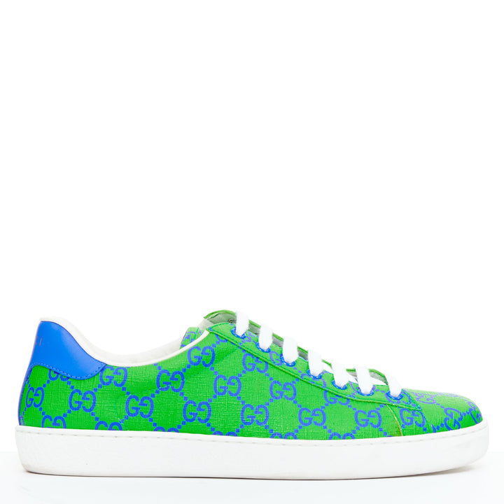GUCCI Ace Supreme Joy Monogram green blue low top sneakers UK7.5 EU41.5