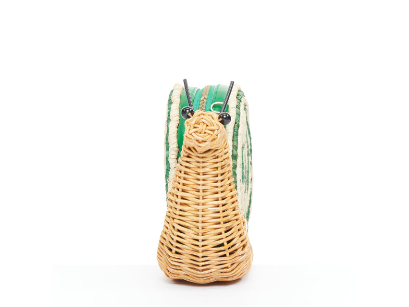KATE SPADE Spring Forward Wicker Snail green raffia rattan crossbody clutch bag