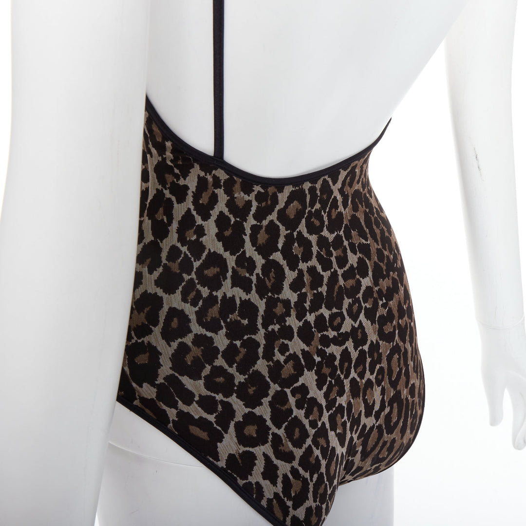 DOLCE GABBANA Mare Vintage brown leopard print scoop one piece swimsuit