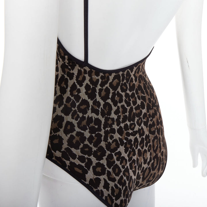 DOLCE GABBANA Mare Vintage brown leopard print scoop one piece swimsuit