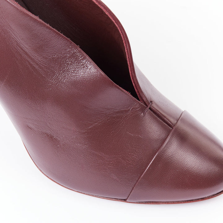 VICTORIA BECKHAM Pin plum burgundy smooth leather silver nail heel pumps EU38