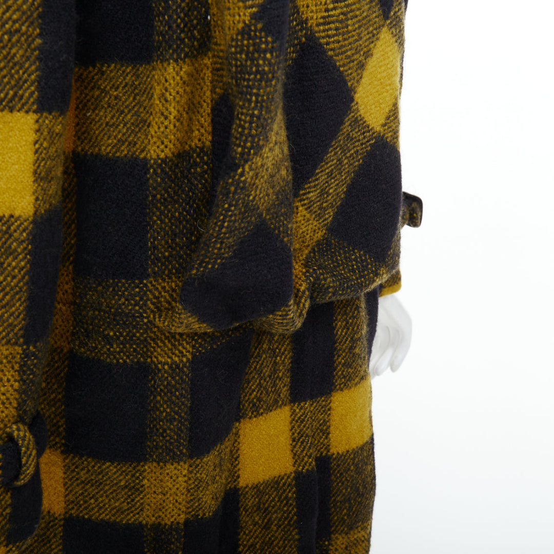 BURBERRY Prorsum yellow punk tartan plaid wool double breasted coat IT40 S