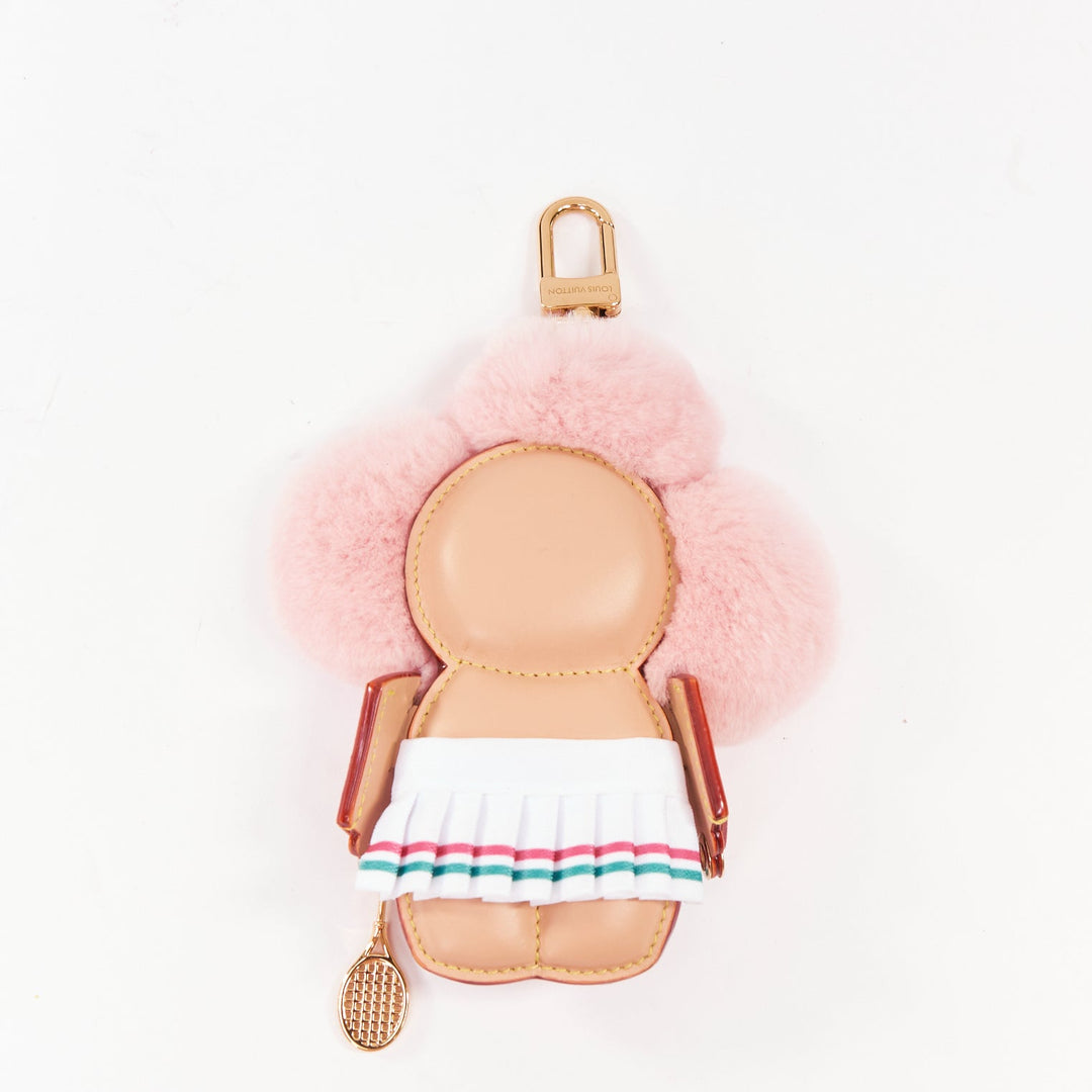 rare LOUIS VUITTON Vivienne Fashionista Tennis pink mink leather bag charm