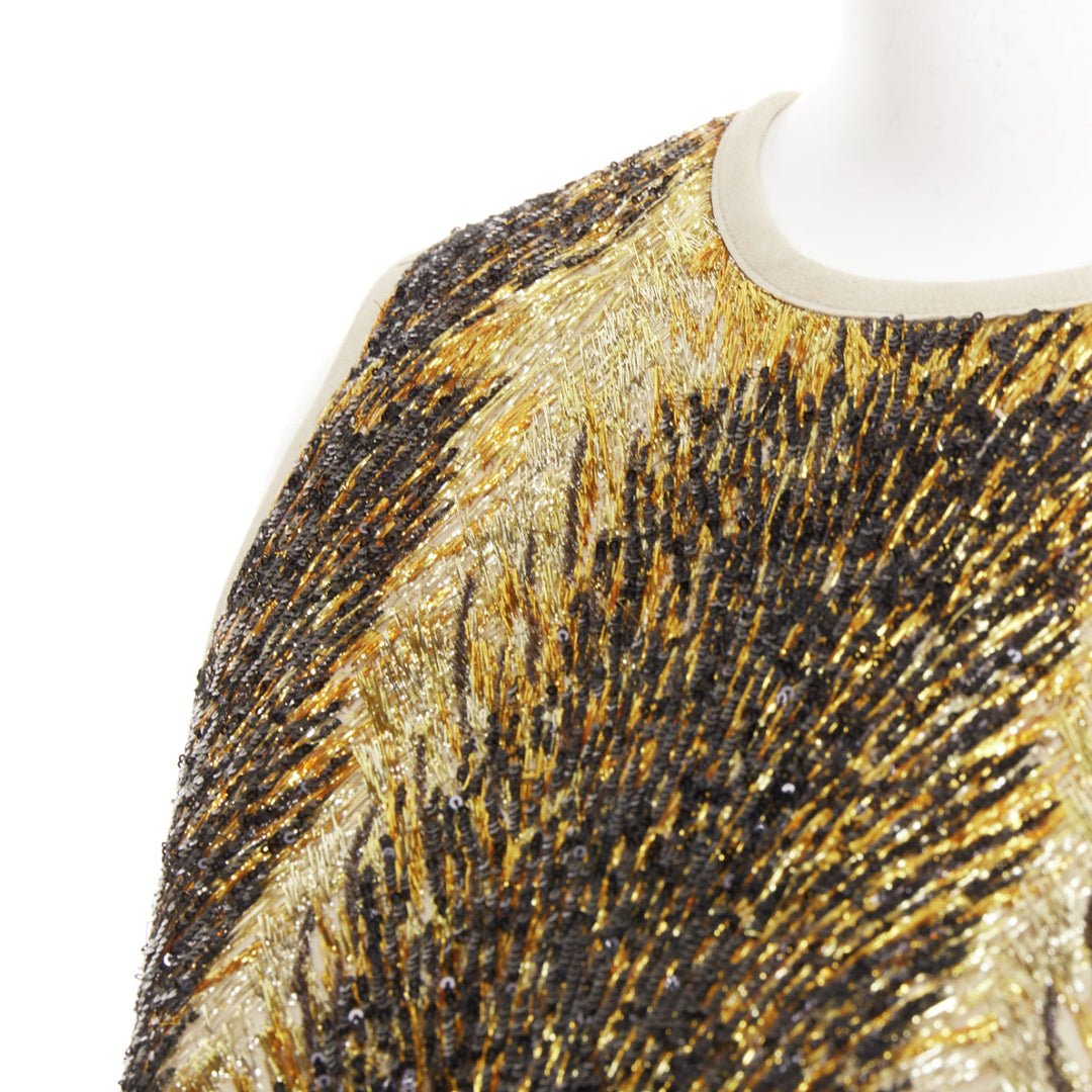 LOUIS VUITTON 2014 gold black sequin embellish neoprene top FR36 S Taylor Swift