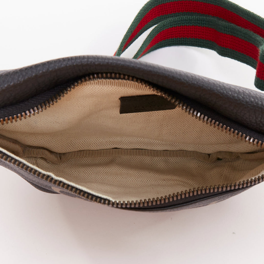 GUCCI  Alessandro Michele black vintage logo print web small crossbody belt bag