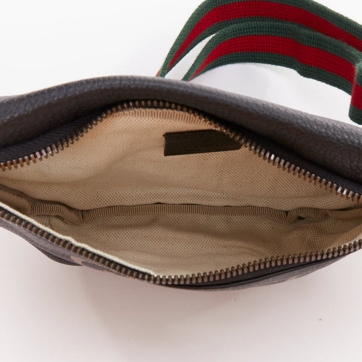 GUCCI  Alessandro Michele black vintage logo print web small crossbody belt bag