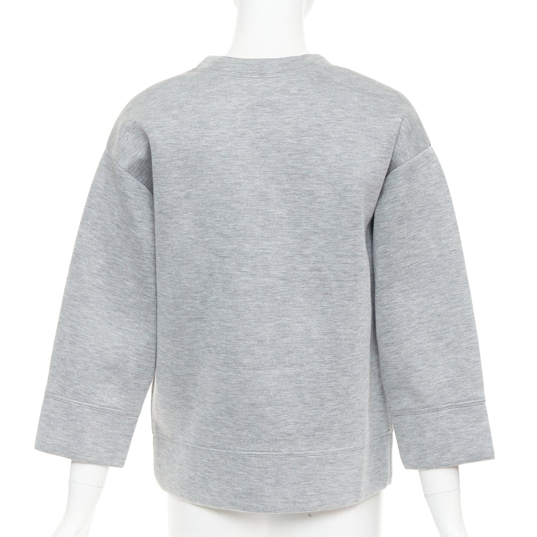 GUCCI 2015 grey neoprene crystal embroidered Swallow sweatshirt S