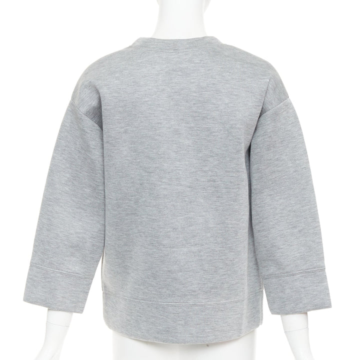 GUCCI 2015 grey neoprene crystal embroidered Swallow sweatshirt S