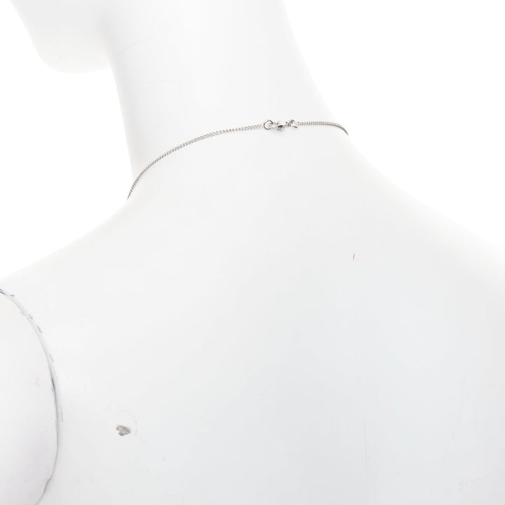 CHANEL 09A silver toned green resin reversible crystal pave CC pendent necklace