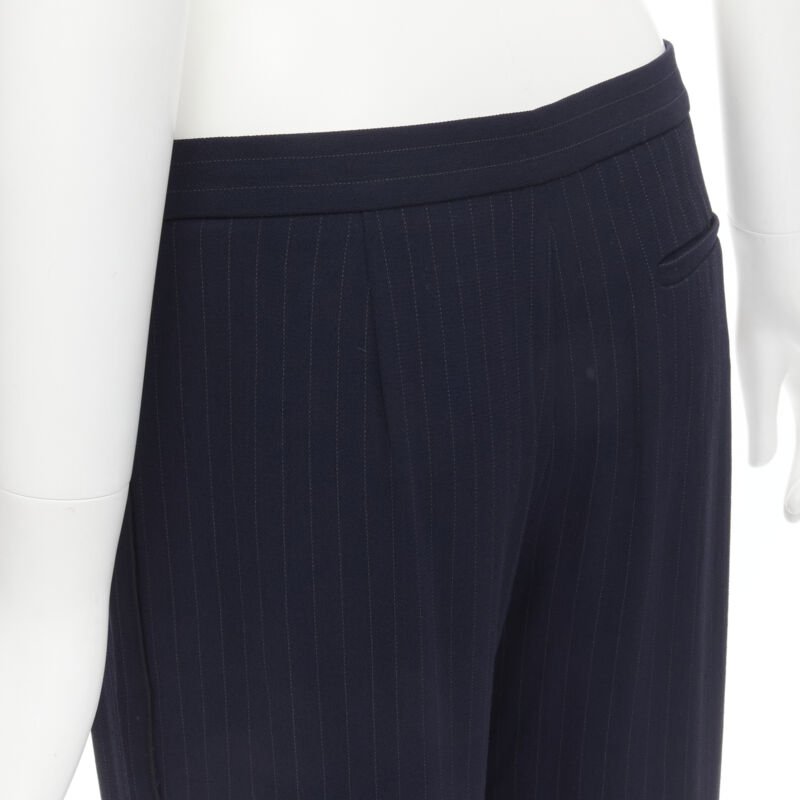 THE ROW navy blue pinstripe flowy relaxed trousers pants US0 XS